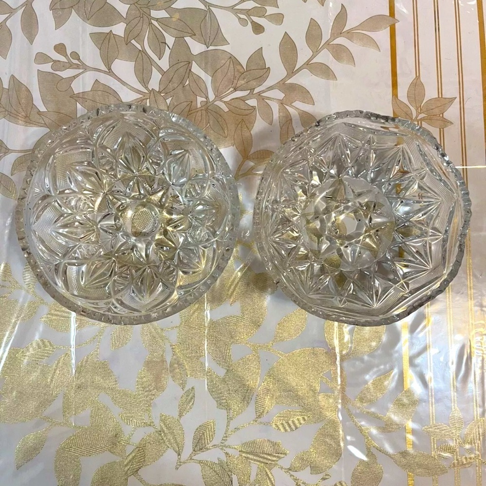 Set Of 2 Vintage Cristal Plates For Candy/ Nuts Vase USSR